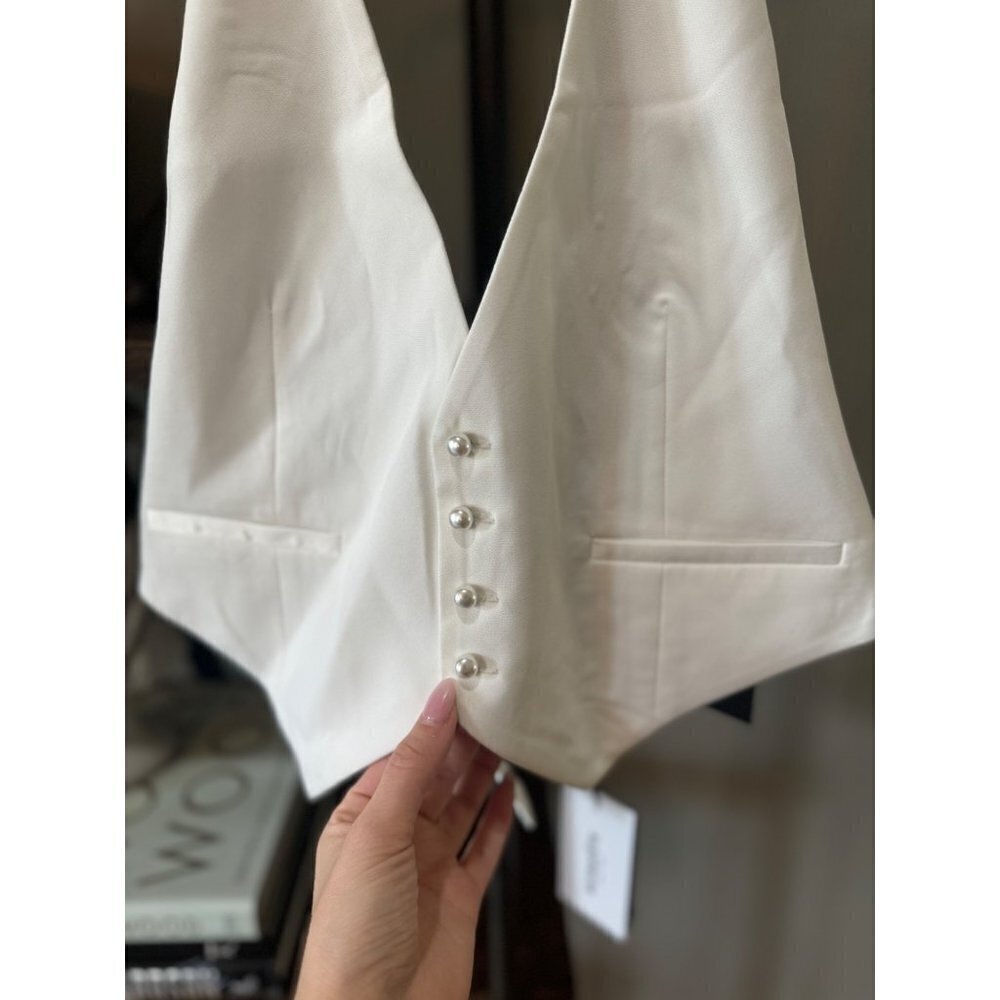 retrofete Florence Pearl Button Vest White Womens Size Large - Picture 6 of 8